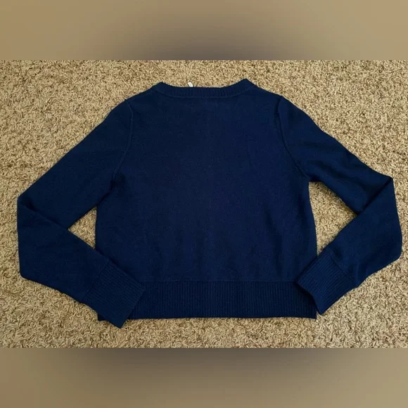 NWOT Free People Navy Blue Nocturnal Wool Cashmere Cardigan Preppy - Picture 2 of 9